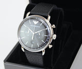 Buy Shop Emporio Armani Aviator Chronograph Black Dial Black Leather Strap Watch For Men - AR11143 USA Online