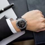 Buy Shop Emporio Armani Aviator Chronograph Black Dial Black Leather Strap Watch For Men - AR11143 USA Online