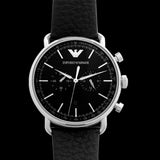 Buy Shop Emporio Armani Aviator Chronograph Black Dial Black Leather Strap Watch For Men - AR11143 USA Online