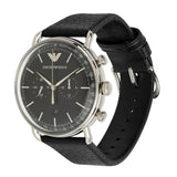 Buy Shop Emporio Armani Aviator Chronograph Black Dial Black Leather Strap Watch For Men - AR11143 USA Online
