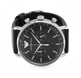 Buy Shop Emporio Armani Aviator Chronograph Black Dial Black Leather Strap Watch For Men - AR11143 USA Online