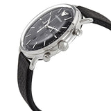 Buy Shop Emporio Armani Aviator Chronograph Black Dial Black Leather Strap Watch For Men - AR11143 USA Online