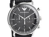 Buy Shop Emporio Armani Aviator Chronograph Black Dial Black Leather Strap Watch For Men - AR11143 USA Online