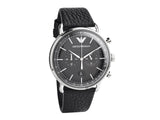 Buy Shop Emporio Armani Aviator Chronograph Black Dial Black Leather Strap Watch For Men - AR11143 USA Online