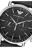 Buy Shop Emporio Armani Aviator Chronograph Black Dial Black Leather Strap Watch For Men - AR11143 USA Online