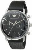 Buy Shop Emporio Armani Aviator Chronograph Black Dial Black Leather Strap Watch For Men - AR11143 USA Online