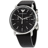 Buy Shop Emporio Armani Aviator Chronograph Black Dial Black Leather Strap Watch For Men - AR11143 USA Online