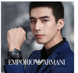 Buy Shop Emporio Armani Aviator Chronograph Black Dial Black Leather Strap Watch For Men - AR60028 USA Online