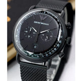 Buy Shop Emporio Armani Aviator Chronograph Black Dial Black Mesh Bracelet Watch For Men - AR11264 USA Online