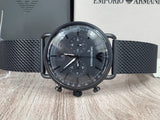 Buy Shop Emporio Armani Aviator Chronograph Black Dial Black Mesh Bracelet Watch For Men - AR11264 USA Online
