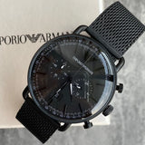 Buy Shop Emporio Armani Aviator Chronograph Black Dial Black Mesh Bracelet Watch For Men - AR11264 USA Online