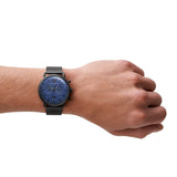 Buy Shop Emporio Armani Aviator Chronograph Blue Dial Black Mesh Bracelet Watch For Men - AR11201 USA Online