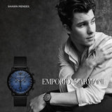 Buy Shop Emporio Armani Aviator Chronograph Blue Dial Black Mesh Bracelet Watch For Men - AR11201 USA Online