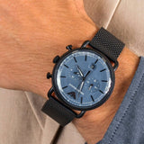 Buy Shop Emporio Armani Aviator Chronograph Blue Dial Black Mesh Bracelet Watch For Men - AR11201 USA Online