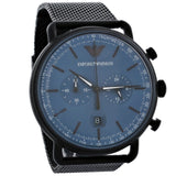 Buy Shop Emporio Armani Aviator Chronograph Blue Dial Black Mesh Bracelet Watch For Men - AR11201 USA Online