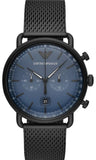 Buy Shop Emporio Armani Aviator Chronograph Blue Dial Black Mesh Bracelet Watch For Men - AR11201 USA Online