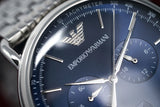 Buy Shop Emporio Armani Aviator Chronograph Blue Dial Silver Steel Strap Watch For Men - AR11238 USA Online