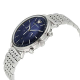 Buy Shop Emporio Armani Aviator Chronograph Blue Dial Silver Steel Strap Watch For Men - AR11238 USA Online