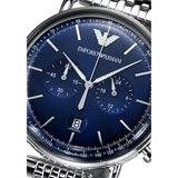 Buy Shop Emporio Armani Aviator Chronograph Blue Dial Silver Steel Strap Watch For Men - AR11238 USA Online