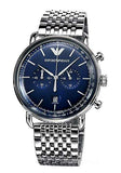 Buy Shop Emporio Armani Aviator Chronograph Blue Dial Silver Steel Strap Watch For Men - AR11238 USA Online