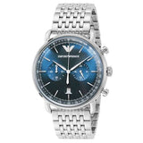 Buy Shop Emporio Armani Aviator Chronograph Blue Dial Silver Steel Strap Watch For Men - AR11238 USA Online