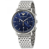 Buy Shop Emporio Armani Aviator Chronograph Blue Dial Silver Steel Strap Watch For Men - AR11238 USA Online