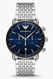 Buy Shop Emporio Armani Aviator Chronograph Blue Dial Silver Steel Strap Watch For Men - AR11238 USA Online