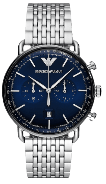 Buy Shop Emporio Armani Aviator Chronograph Blue Dial Silver Steel Strap Watch For Men - AR11238 USA Online