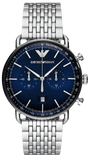 Buy Shop Emporio Armani Aviator Chronograph Blue Dial Silver Steel Strap Watch For Men - AR11238 USA Online