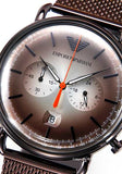 Buy Shop Emporio Armani Aviator Chronograph Grey Dial Brown Mesh Bracelet Watch For Men - AR11169 USA Online