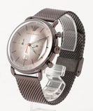 Buy Shop Emporio Armani Aviator Chronograph Grey Dial Brown Mesh Bracelet Watch For Men - AR11169 USA Online