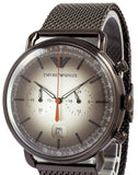 Buy Shop Emporio Armani Aviator Chronograph Grey Dial Brown Mesh Bracelet Watch For Men - AR11169 USA Online
