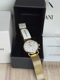 Buy Shop Emporio Armani Aviator Chronograph Quartz Beige Dial Gold Mesh Bracelet Watch For Men - AR11315 USA Online