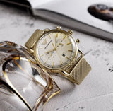 Buy Shop Emporio Armani Aviator Chronograph Quartz Beige Dial Gold Mesh Bracelet Watch For Men - AR11315 USA Online