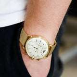 Buy Shop Emporio Armani Aviator Chronograph Quartz Beige Dial Gold Mesh Bracelet Watch For Men - AR11315 USA Online