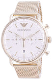 Buy Shop Emporio Armani Aviator Chronograph Quartz Beige Dial Gold Mesh Bracelet Watch For Men - AR11315 USA Online