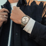 Buy Shop Emporio Armani Aviator Chronograph Quartz Grey Dial Beige Leather Strap Watch For Men - AR11107 USA Online