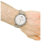 Buy Shop Emporio Armani Aviator Chronograph Quartz Grey Dial Beige Leather Strap Watch For Men - AR11107 USA Online