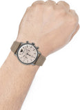 Buy Shop Emporio Armani Aviator Chronograph Quartz Grey Dial Beige Leather Strap Watch For Men - AR11107 USA Online