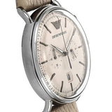 Buy Shop Emporio Armani Aviator Chronograph Quartz Grey Dial Beige Leather Strap Watch For Men - AR11107 USA Online