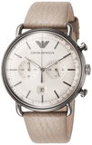 Buy Shop Emporio Armani Aviator Chronograph Quartz Grey Dial Beige Leather Strap Watch For Men - AR11107 USA Online