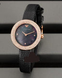 Buy Shop Emporio Armani Aviator Crystals Mother of Pearl Black Dial Black Silicon Strap Watch For Women - AR11373 USA Online