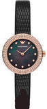 Buy Shop Emporio Armani Aviator Crystals Mother of Pearl Black Dial Black Silicon Strap Watch For Women - AR11373 USA Online