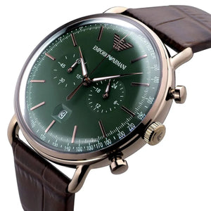 Buy Shop Emporio Armani Aviator Green Dial Brown Leather Strap Watch for Men - AR11334 USA Online