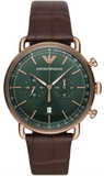 Buy Shop Emporio Armani Aviator Green Dial Brown Leather Strap Watch for Men - AR11334 USA Online