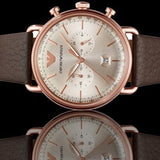 Buy Shop Emporio Armani Aviator Grey Dial Brown Leather Strap Watch For Men - AR11106 USA Online