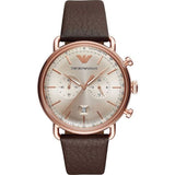 Buy Shop Emporio Armani Aviator Grey Dial Brown Leather Strap Watch For Men - AR11106 USA Online