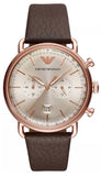 Buy Shop Emporio Armani Aviator Grey Dial Brown Leather Strap Watch For Men - AR11106 USA Online