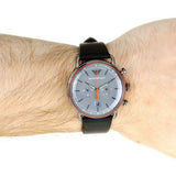 Buy Shop Emporio Armani Aviator Grey Dial Grey Leather Strap Watch For Men - AR11168 USA Online