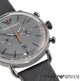Buy Shop Emporio Armani Aviator Grey Dial Grey Leather Strap Watch For Men - AR11168 USA Online